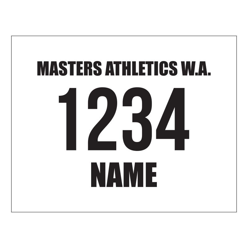 Masters Athletics WA Athletics Bib